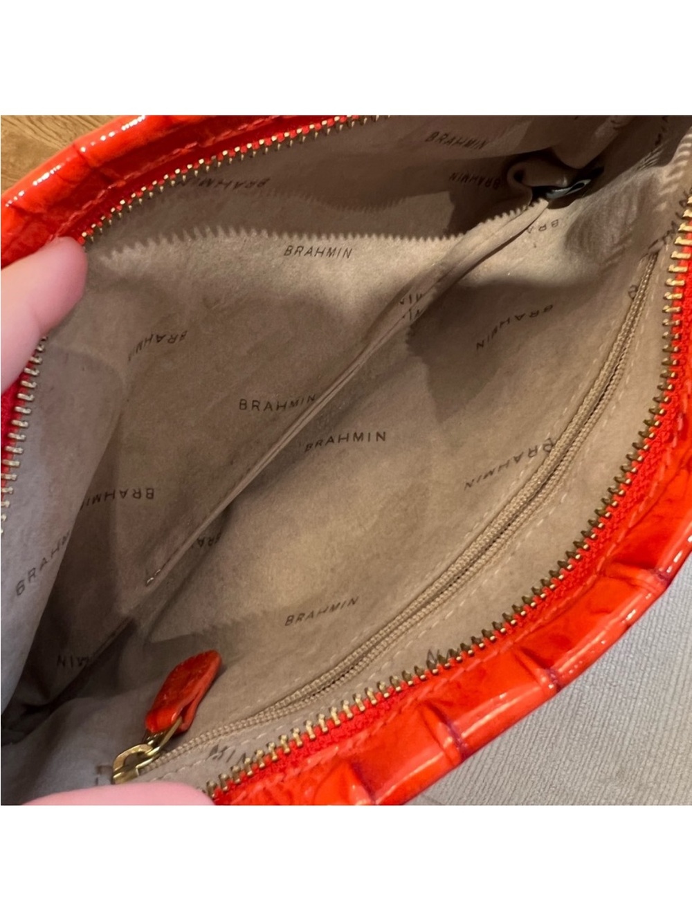 Orange Croc-Embossed Wristlet Clutch - Women's Bag - Picture 4 of 5